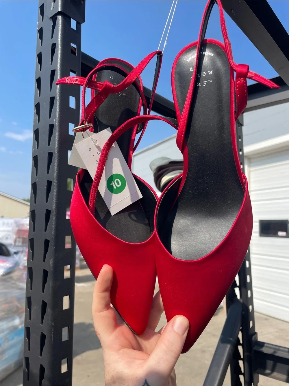 a new day Red Pointed Slingback Flats with Ankle Strap